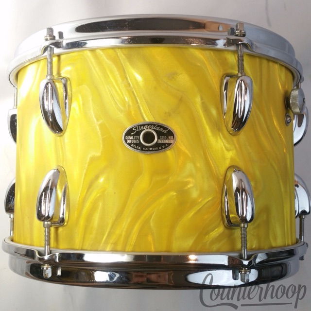 Slingerland 12x8" Ride Tom Drum Vintage 70s 3Ply Mahogany/Maple Gold Satin Flame — main photograph