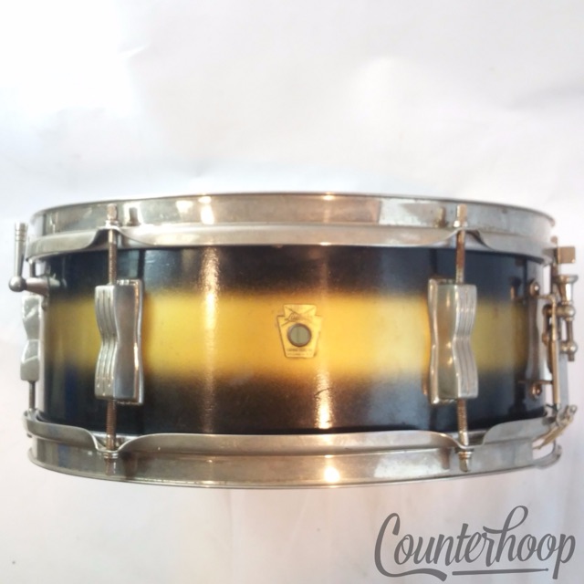 Ludwig 14x5" Snare Drum 60s Vintage Black/Gold Duco Pioneer Nickel 3Ply Maple/MH — main photograph