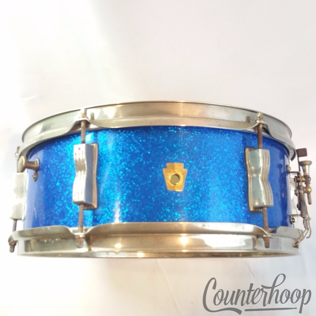 Ludwig 14x5" Snare Drum Blue Sparkle 60s Vintage Pioneer Nickel 3Ply Maple/A.Mh — main photograph