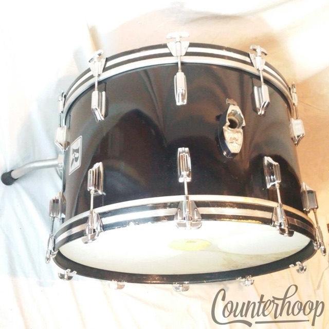 Rogers 24x14"Bass Drum Piano Black 5ply Keller Maple Shell Big R 70s USA 10-Lug — main photograph