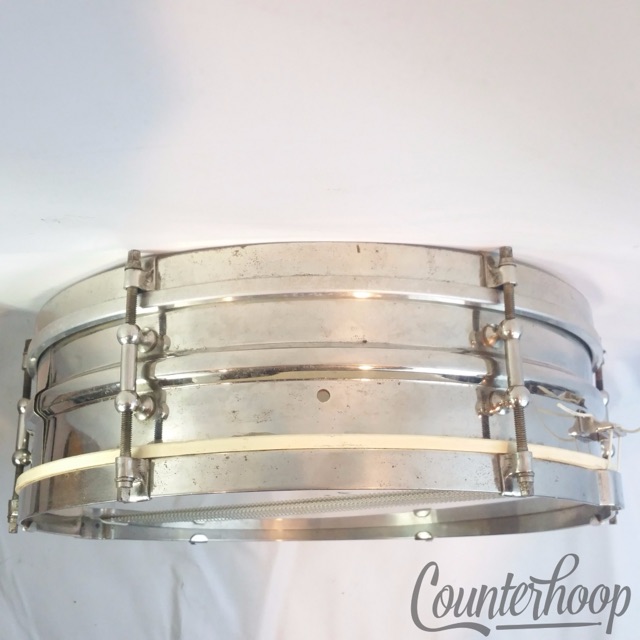 Wilson Bros 14x4" Brass Snare Drum 3-Way Nickel Vintage 20s Chicago USA 6-Lug* — main photograph