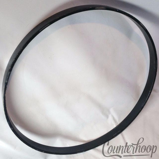 Premier 24" Bass Drum Wood Hoop Batter Birch Black Finish Vintage 80s UK Rim* — main photograph