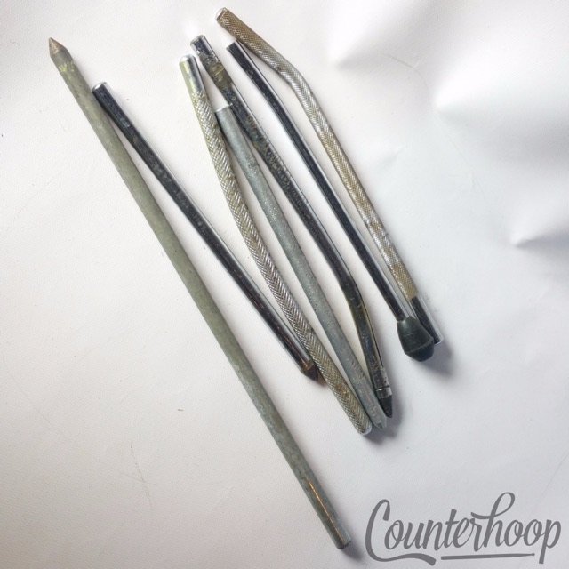 Vintage Bass Drum Spurs Lot Set of 7x Spike Legs Mixed Parts Straight+Angled* — main photograph