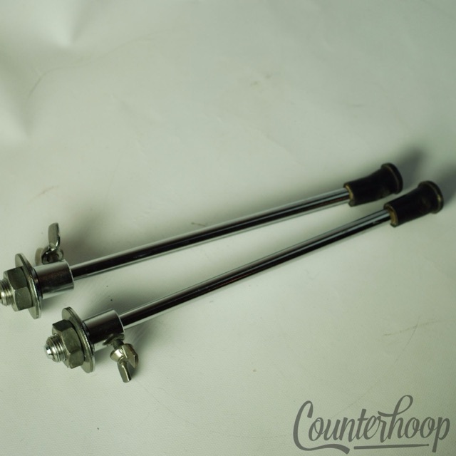 Ludwig Disappearing Spurs + Mounts Straight Legs Vintage 60s Chrome Spikes USA* — main photograph