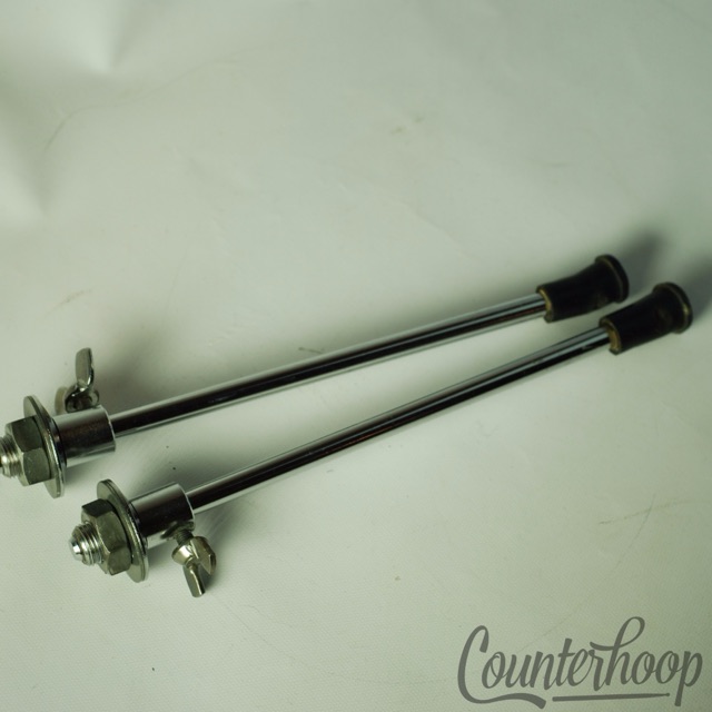 Ludwig Disappearing Spurs + Mounts Straight Legs Vintage 60s Chrome Spikes USA* — main photograph