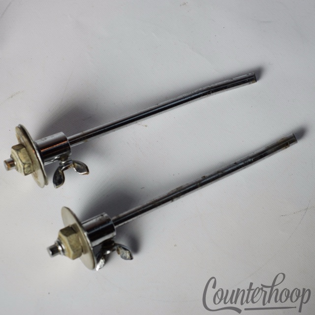 Pearl Disappearing Spurs + Mounts Bass Drum Legs Vintage 60s Chrome Spike Japan — main photograph