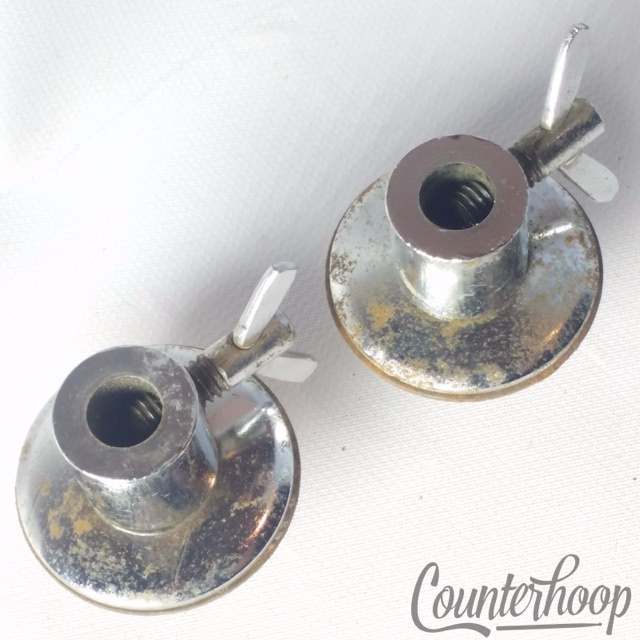 Gretsch Disappearing Spur Mounts Straight Bass Drum Leg Receivers 60s Chrome W&A — main photograph