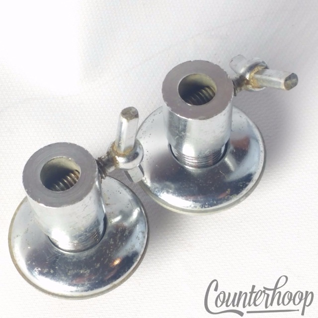 Gretsch Disappearing Spur Mounts Straight Bass Drum Leg Receivers 50s Chrome W&A — main photograph