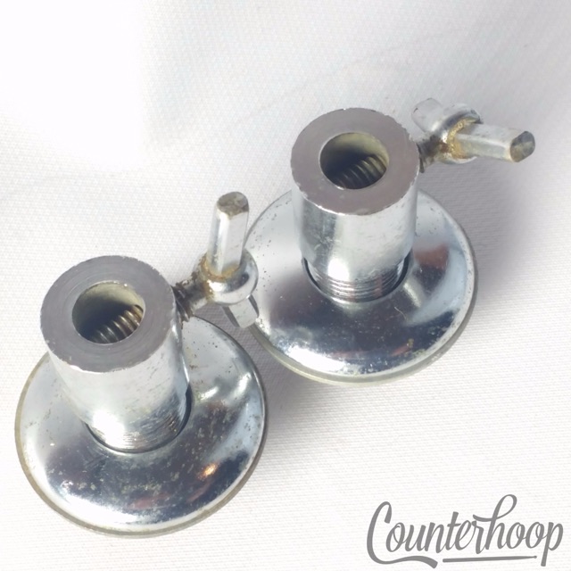 Gretsch Disappearing Spur Mounts Straight Bass Drum Leg Receivers 50s Chrome W&A — main photograph