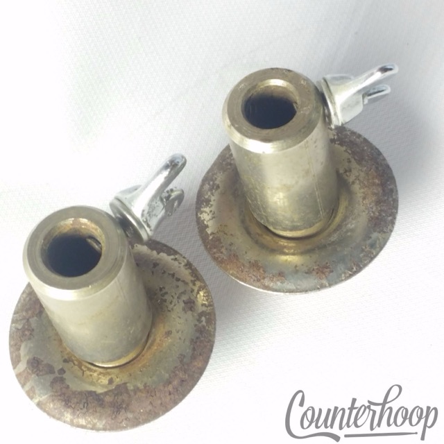 Slingerland Disappearing Spur Mounts Straight Bass Drum Leg Receivers 50s Nickel — main photograph