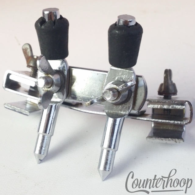 Pearl Bass Drum Spurs Clamp-On Hoop Mount Anchor Double-Spikes Legs Vintage 60s — main photograph