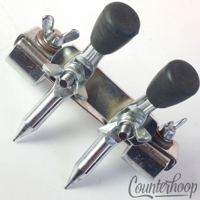 Pearl Bass Drum Spurs Clamp-On Hoop Mount Anchor Spikes Legs Japan Vintage 60s* — main photograph