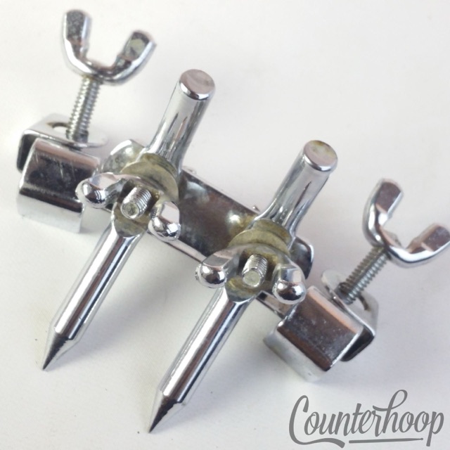 Pearl Bass Drum Spurs Clamp-On Hoop Mount Anchor Legs Double-Spikes Adjustable* — main photograph