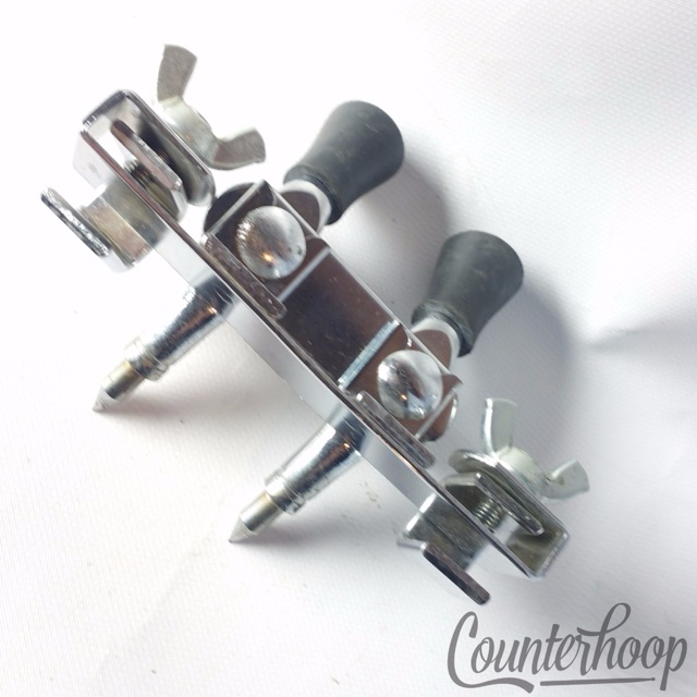 Ludwig Bass Drum Anchor Clamp-On Mount Double-Spurs Spikes Rubber Feet Chrome* — main photograph