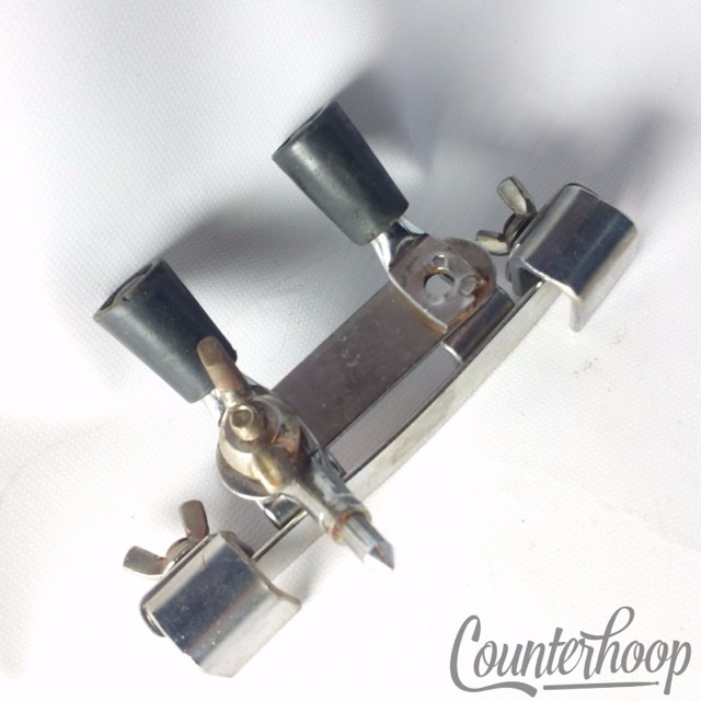 Ludwig Bass Drum Anchor Clamp-On Mount Double-Spurs Spikes Rubber Chrome 60s USA — main photograph