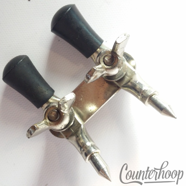 Ludwig Bass Drum Anchor Clamp-On Mount Double-Spur Spikes Part Rubber Chrome 60s — main photograph