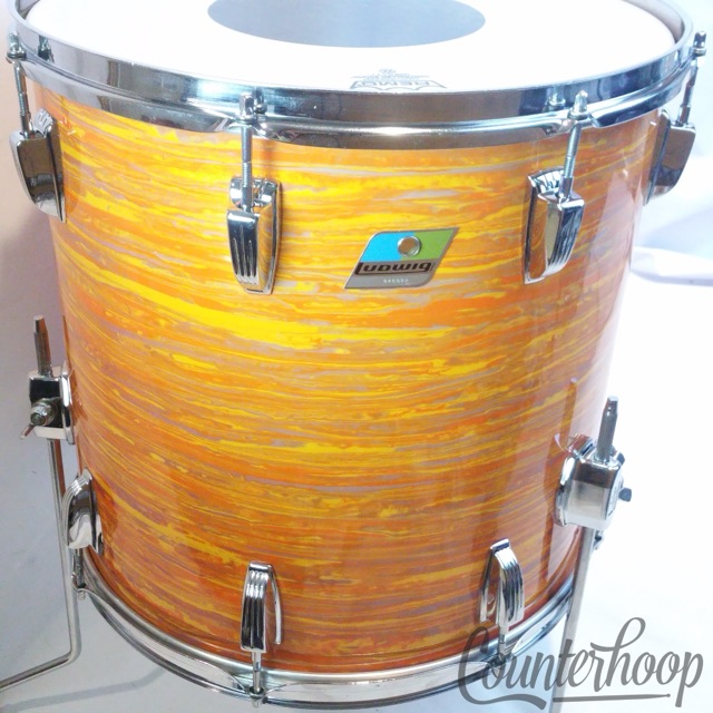 Ludwig 16x16"Mod Orange Floor Tom Drum Vintage 70s Blue/Olive 3Ply Mhg/Maple USA — main photograph
