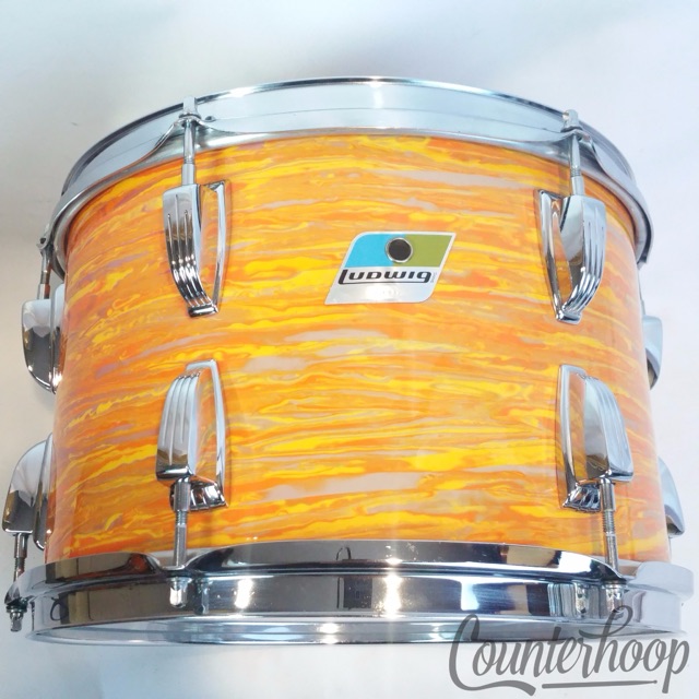 Ludwig 13x9" Mod Orange Ride Tom Drum Vintage 70s Blue/Olive 3Ply Mhg/Maple USA — main photograph