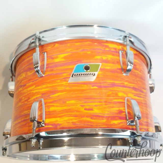 Ludwig 12x8" Mod Orange Ride Tom Drum Vintage 70s Blue/Olive 3Ply Mhg/Maple USA — main photograph