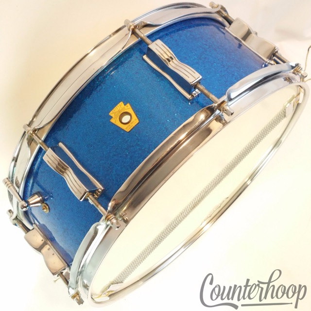 Ludwig 14x5"Jazz Festival Blue Sparkle Snare Drum 60s Vintage Keystone Fest USA — main photograph