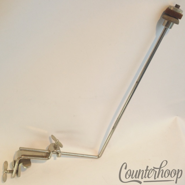 Ludwig L-Arm Cymbal Stand + Clamp-On Bass Drum Hoop Mount 3/8"Nickel Vintage 30s — main photograph