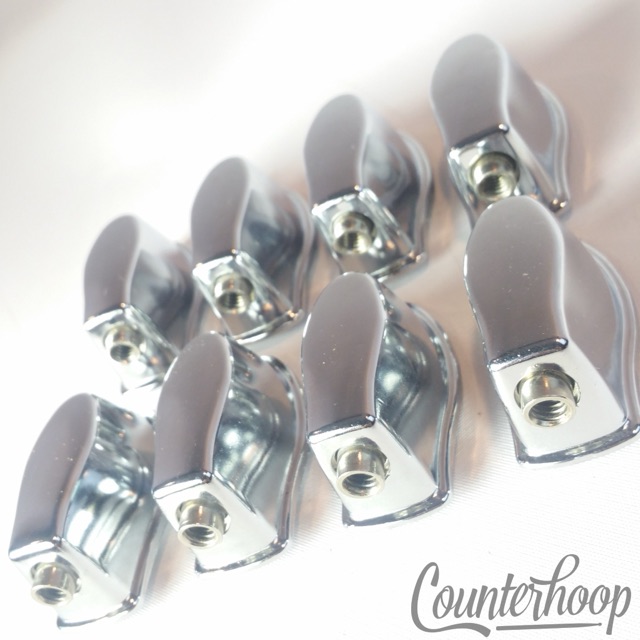Pearl/CB700 Import Tom/Bass Drum Lugs 8x 1 3/8" Chrome Set Hardware Single-Side — main photograph