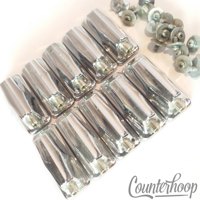 Pearl 10x Bass Drum Lugs Chrome Japan Set 2" 2 5/8Vintage 70s-80s* — main photograph