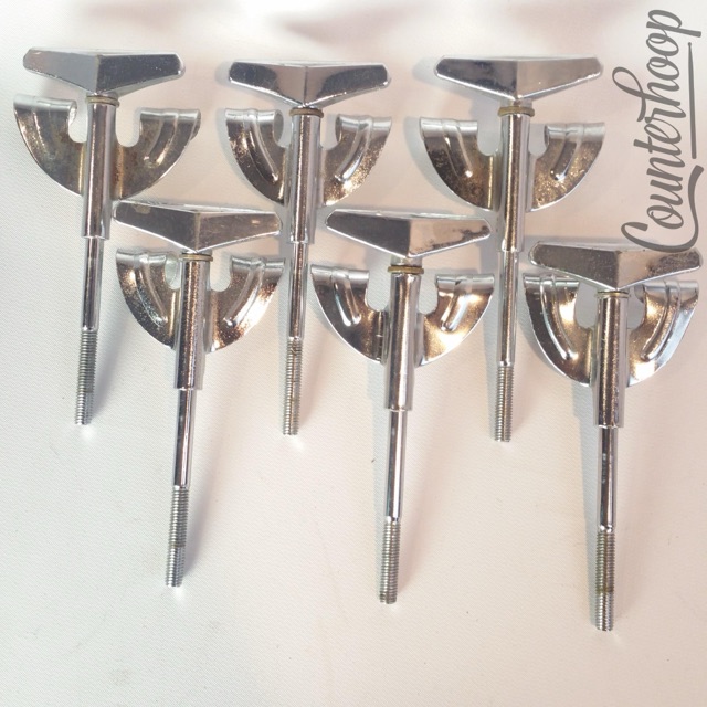 Pearl 6x Bass Drum Tension T-Rods+Claws Metric Japan Chrome 4 1/4" Vintage 60s* — main photograph