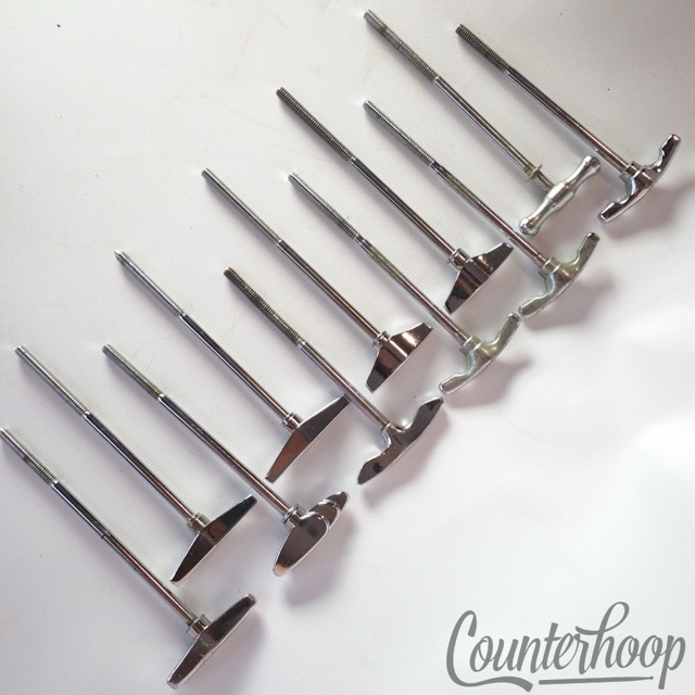 Pearl 11x Bass Drum Tension T-Rods Japan Chrome Standard Vintage 60s-70s Lot* — main photograph