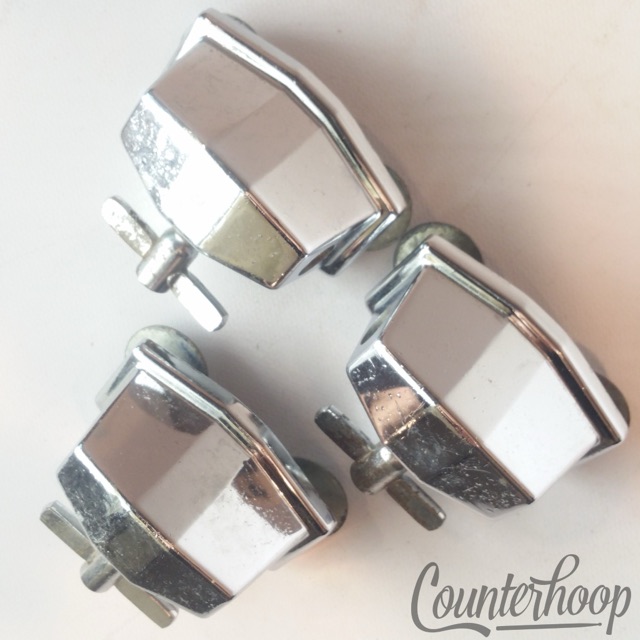 Pearl 3x Floor Tom Leg 3/8" Receiver Drum Mounts Chrome 1 7/8" Vintage 80s Japan — main photograph
