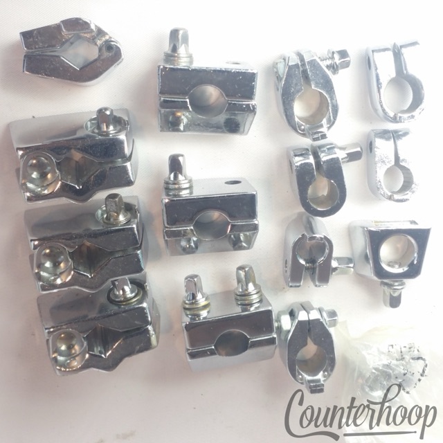 Gibraltar 3/8-1/2"Memory Locks Set 14x Chrome Stand/Mount Tube Clamp Parts — main photograph