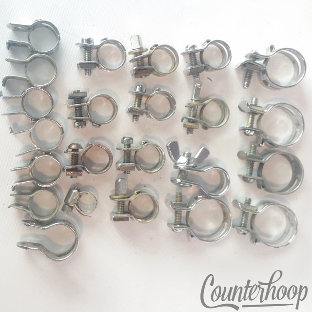 16x Hose-Clamps Stand/Mount Memory Locks Brackets +7 w/o Tension Screws Chrome — main photograph