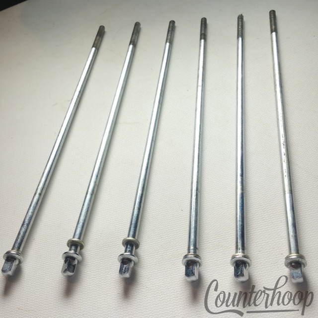 Pearl 6x 14"Floor Tom Drum Tension T-Rods Vintage 60s Chrome Metric Japan 9 5/8" — main photograph
