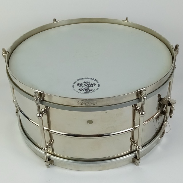 Ludwig 6.5x14"Brass Snare Drum NOB Universal Model P338 Nickel Chicago Vintage20 — main photograph