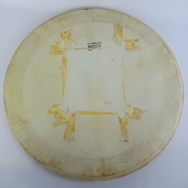 Slingerland "Radio King" 22" Calfskin Bass Drum Head Vintage 40s Sparks Logo USA — main photograph