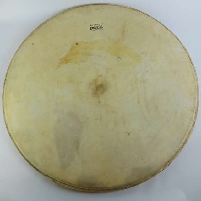Slingerland 24" Radio King Calfskin Bass Drum Head Vintage 40s Sparks Logo USA — main photograph
