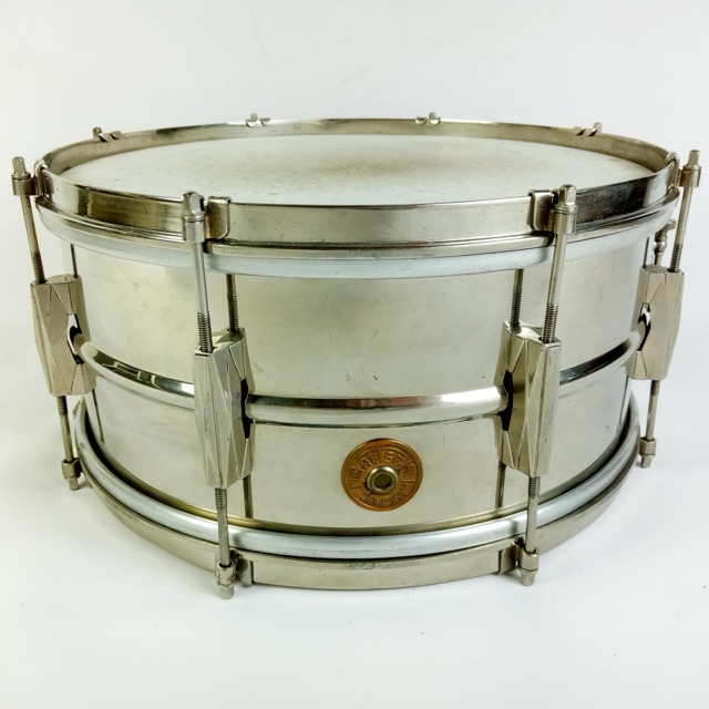 Gretsch 6.5x14"Broadkaster Nickel-Brass NOB Snare Drum 8Lug Vintage 1949-50 RARE — main photograph