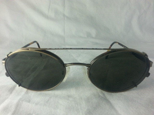 BerDel Steroflex Eyeglasses Italy Wire Frames + Clip-On Sunglasses AntiqueMoss — main photograph