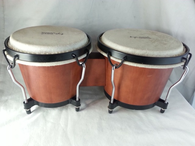 Tycoon Percussion Bongos Drums 6.25",7" Stave Wood Shells Calf Heads Black HW* — main photograph