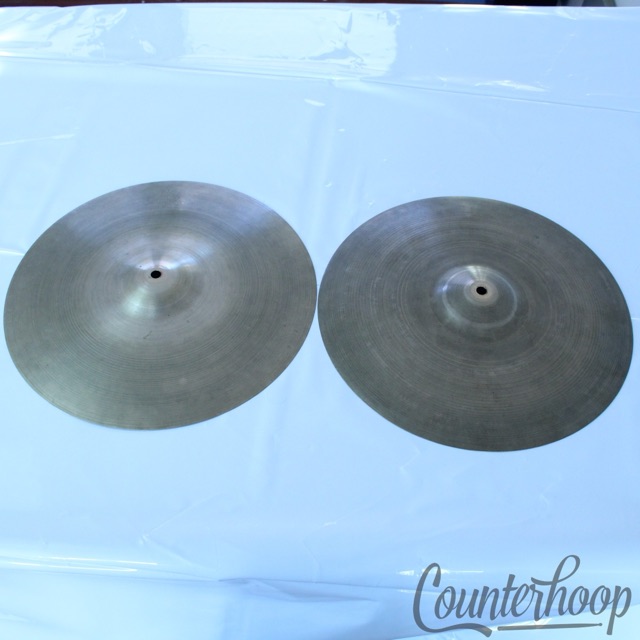 Zildjian 14" Hi-Hats 50s 668g/703g Paper-Thin Cymbals Vintage B20 Avedis A USA* — main photograph