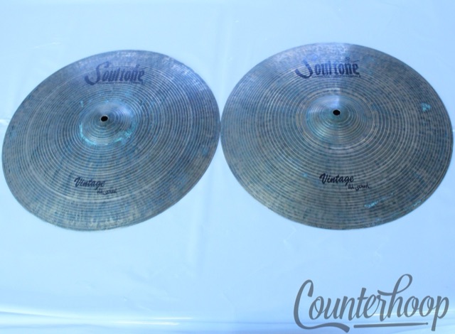 Soultone 16"Vintage Old School Hi-Hats Cymbals Set B20 Hand Hammered Pair Dark* — main photograph