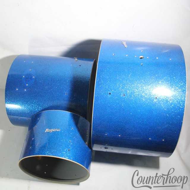 Rogers 22,13,16"Cleveland Drum Set Shells Bass/Tom/Floor Holiday Blue Sparkle BB — main photograph