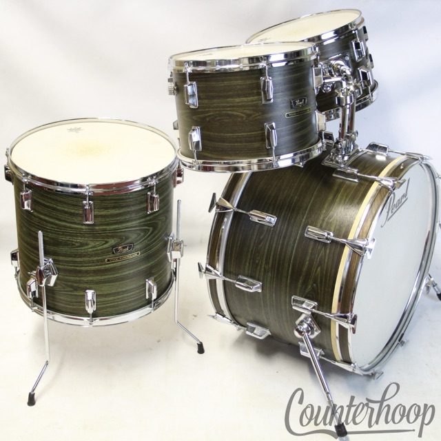 Pearl Avocado Wood-Fiberglass Drum Set 22,12,13,16" Japan Mahogany Vintage 70s* — main photograph