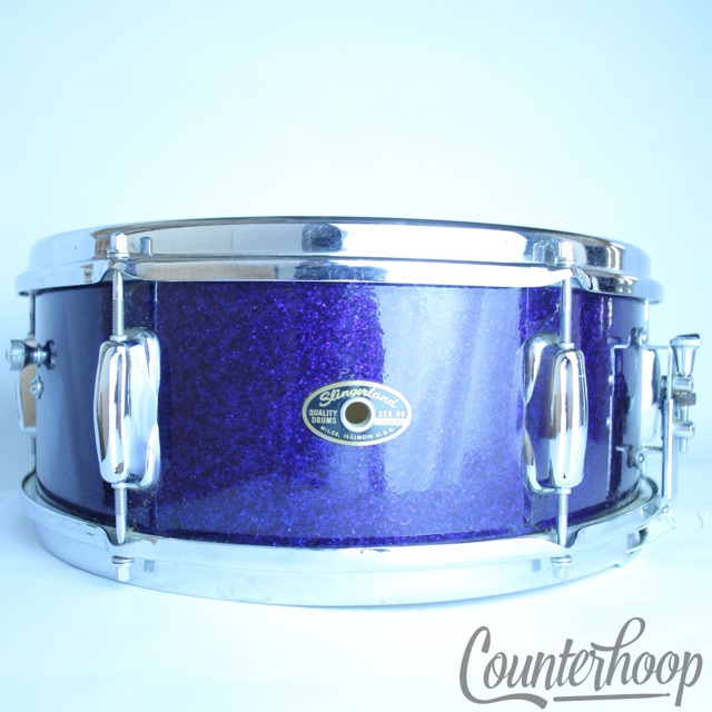 Slingerland Deluxe 14x5.5"Snare Drum Blue Sparkle Vintage 60s Chrome Brass COB* — main photograph