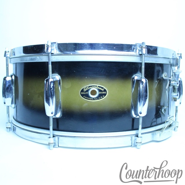 Slingerland 14x5.5"Snare Drum Black/Gold Duco Student Model Chicago60s COB Brass — main photograph