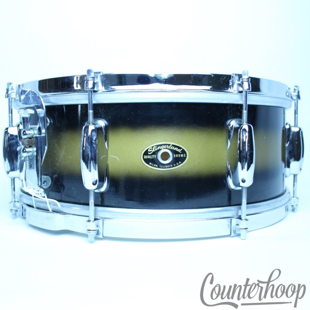Slingerland 14x5.5"Snare Drum Black/Gold Duco Student Model Vintage60s COB Brass — main photograph