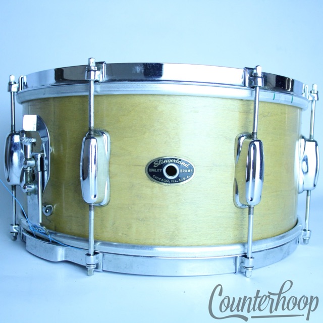 Slingerland 14x7"Snare Drum Natural Maple Student 8Lug Chicago USA 60s COB Brass — main photograph