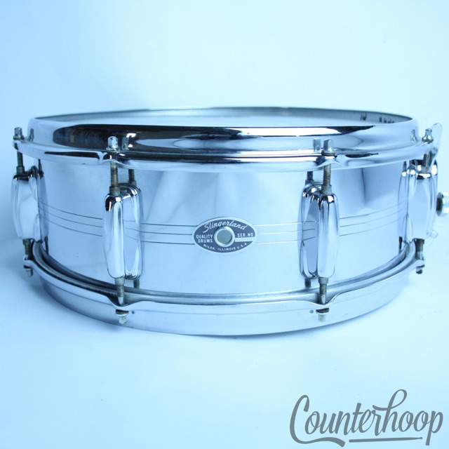 Slingerland 14x5"Brass Gene Krupa COB Snare Drum 8Lug Vintage 70s No.130 USA* — main photograph
