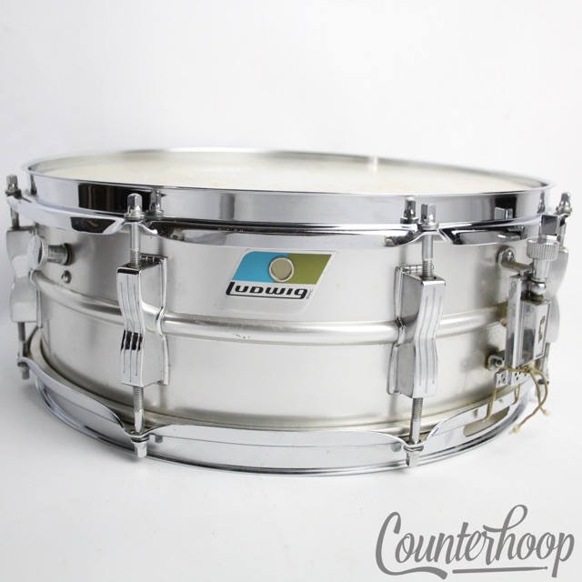 Ludwig 14x5"Acrolite Snare Drum Pre-Serial B/O Aluminum Shell 8-Lug Vintage 70s — main photograph
