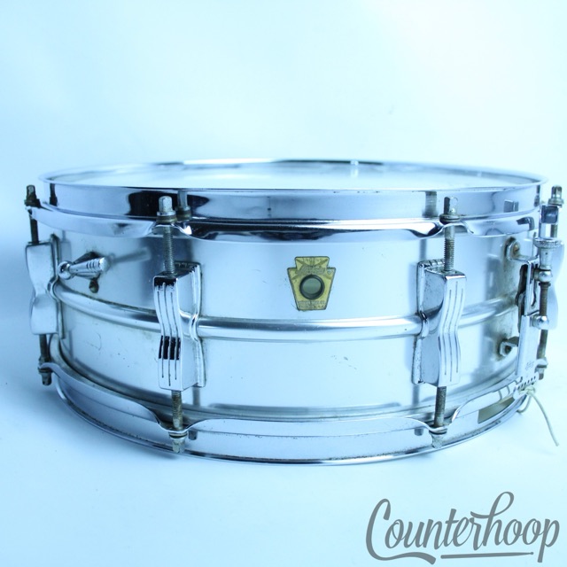 Ludwig 14x5"Acrolite Snare Drum Vintage 60s#404 Aluminum Shell 8-Lug Chicago USA — main photograph